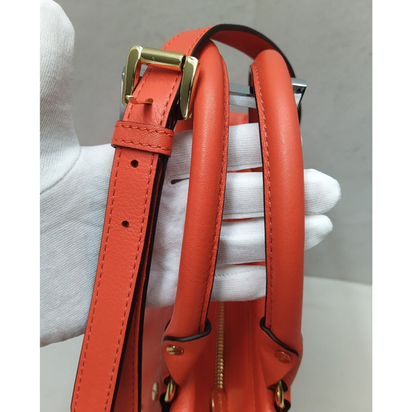 Michael Kors Orange Leather Double Handle Satchel Shoulder Bag - Picture 7 of 16